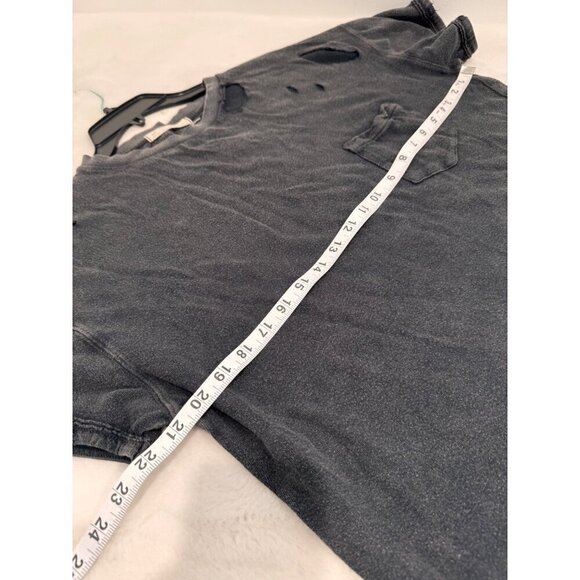 We The Free Women's Size XS Distressed Black Short Sleeve Pocket T-Shirt - Picture 4 of 11